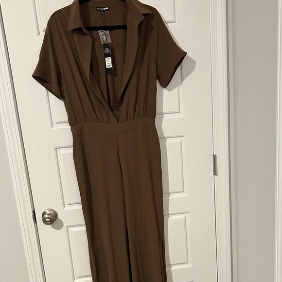 Makenzie short sleeve jumpsuit-Brown/Fashion Nova - Picture 5 of 5